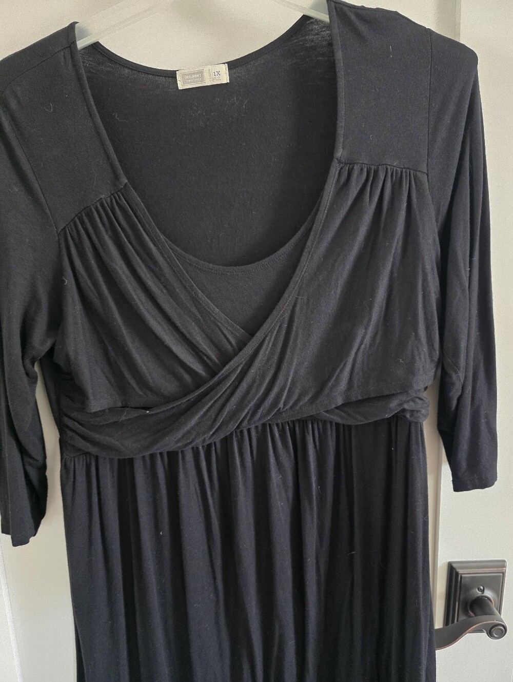 Old Navy Black Wrap-Front Long-Sleeve Maternity & Nursing Dress